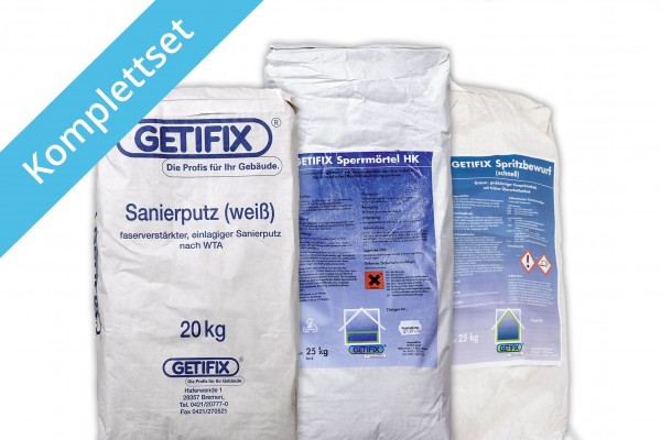 Getifix Schadsalz ("Salpeter")- Sanierung -10/15/20 m² - Komplettpaket